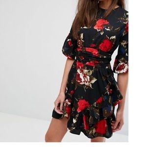 PrettyLittleThing Frill Floral Mini Dress